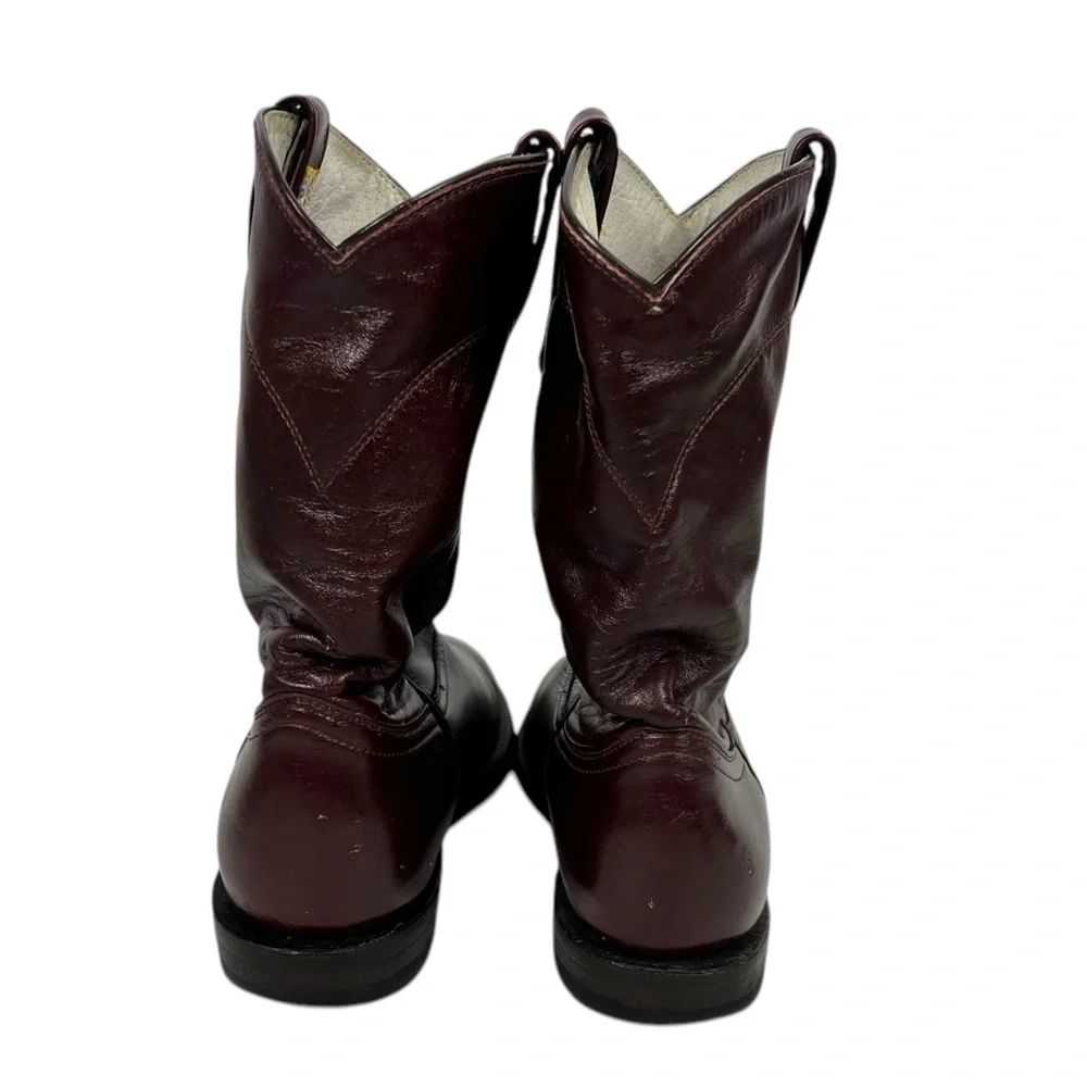 Cowtown Mens Size 7.5 D Brown Leather Smooth Soft Cowboy Boots Burgundy Vintage